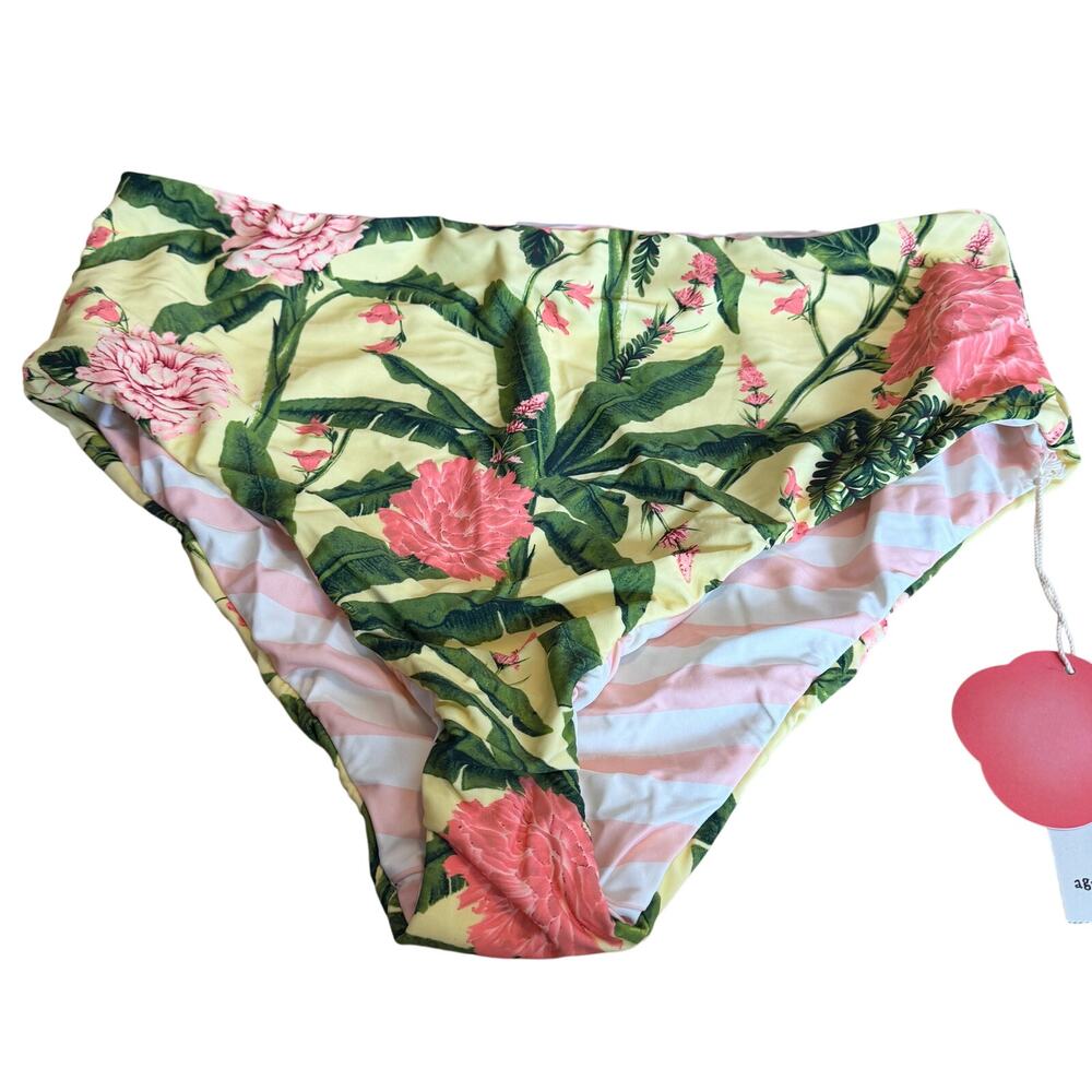 Women's Reversible Print High Waist Cheeky Bikini Bottom - Size 2X - NWT